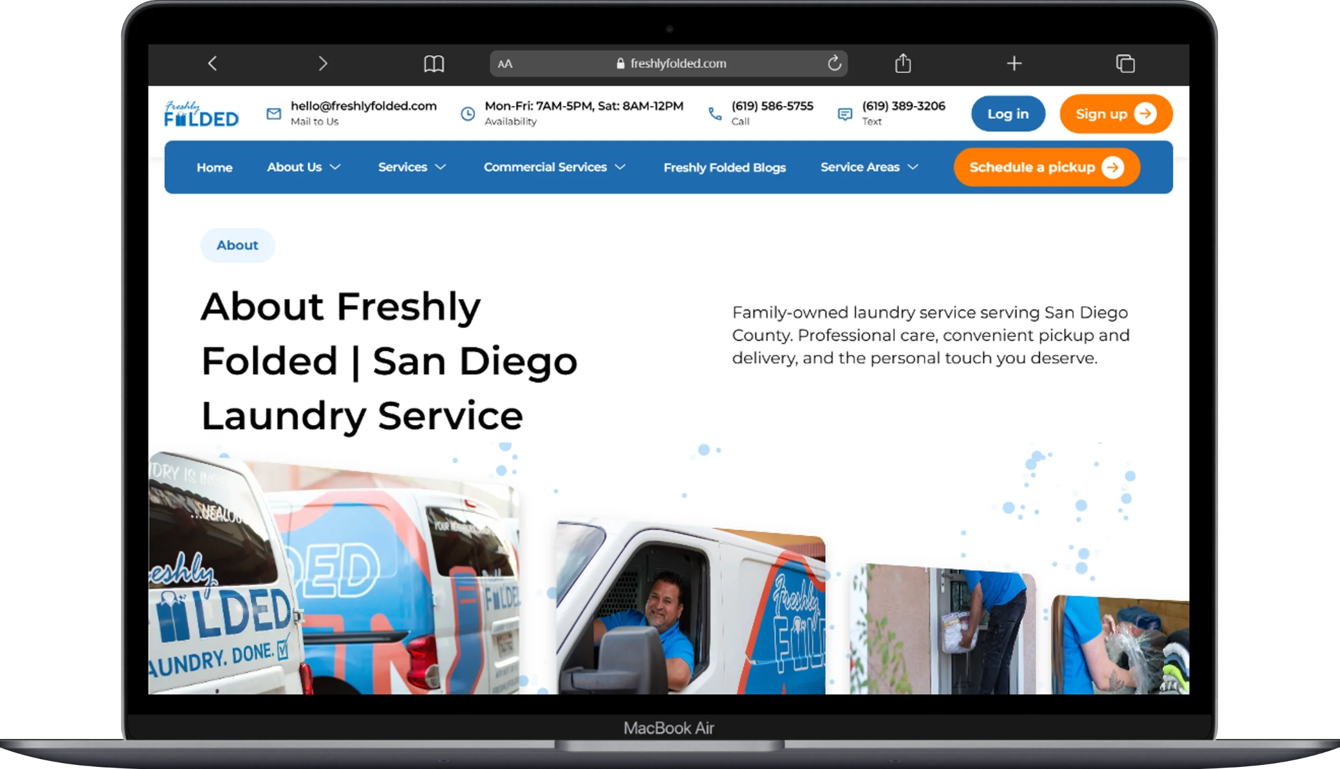 About Page desktop mockup
