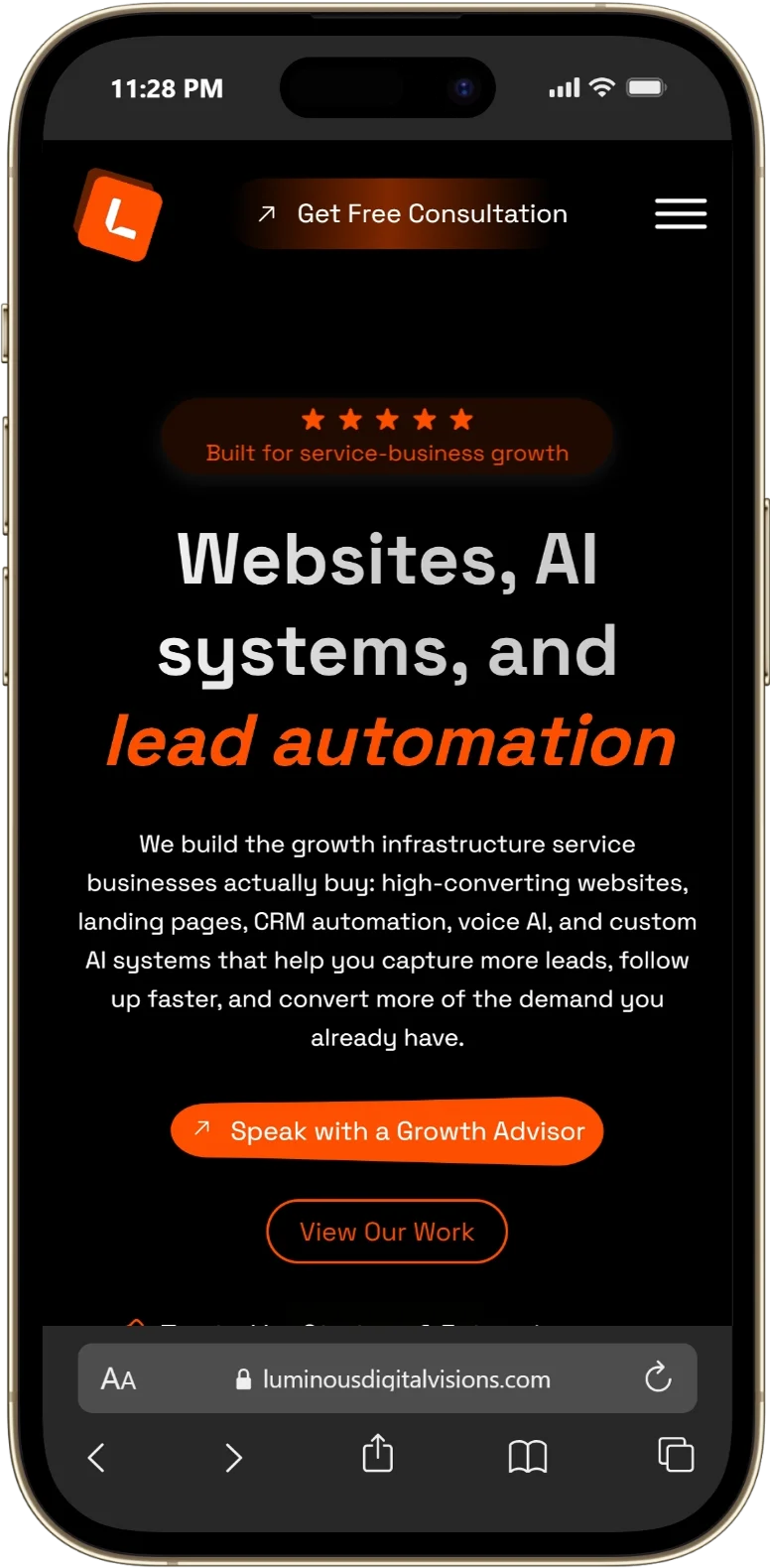 Full Homepage mobile mockup