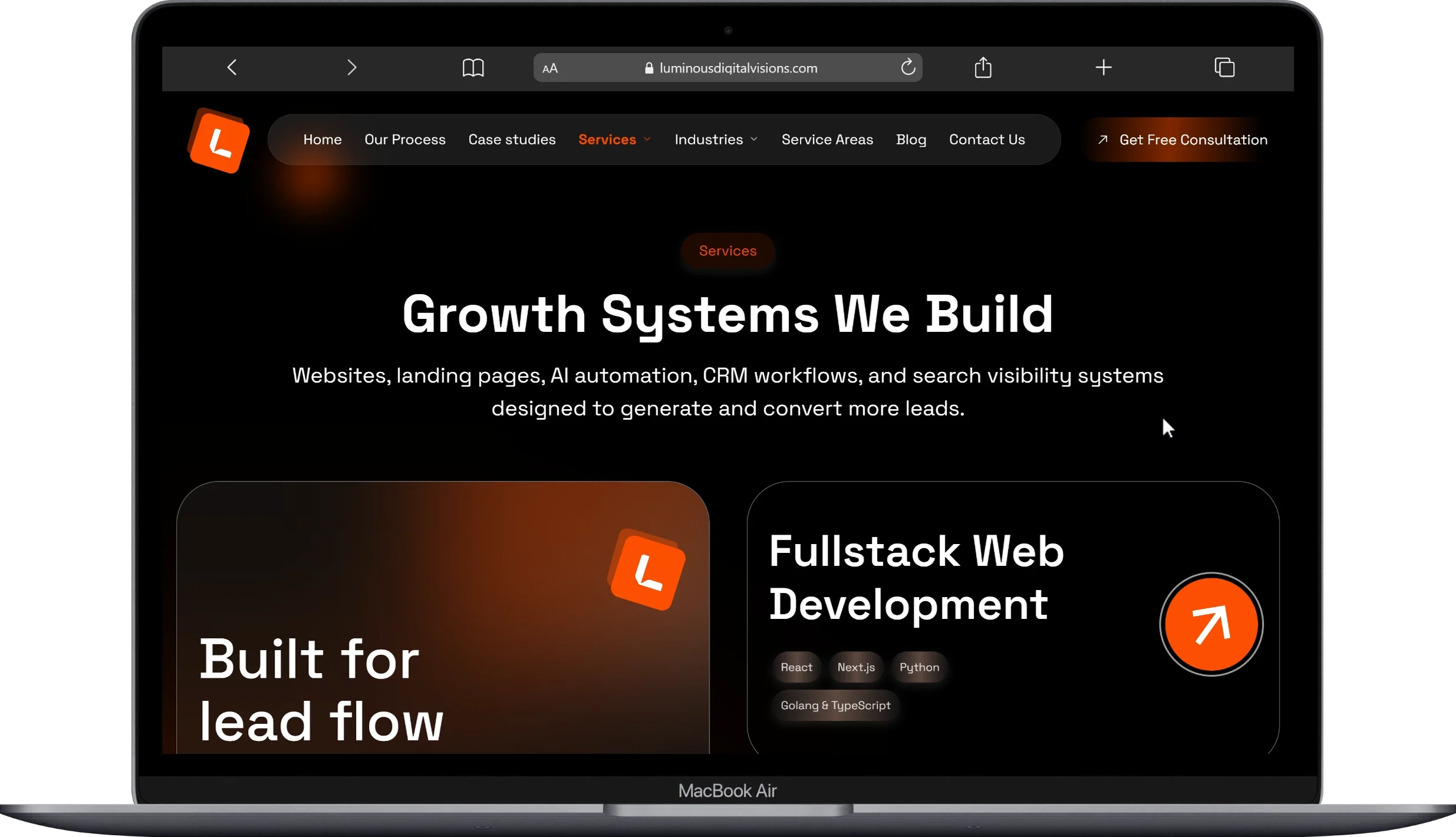 Services Page desktop mockup