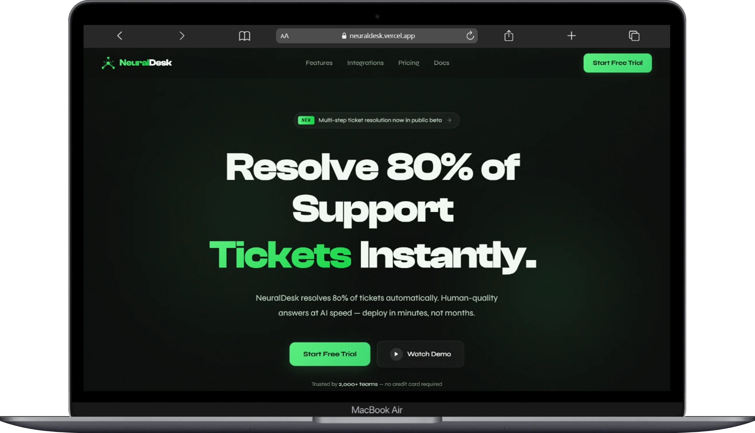 Full Landing Page desktop mockup