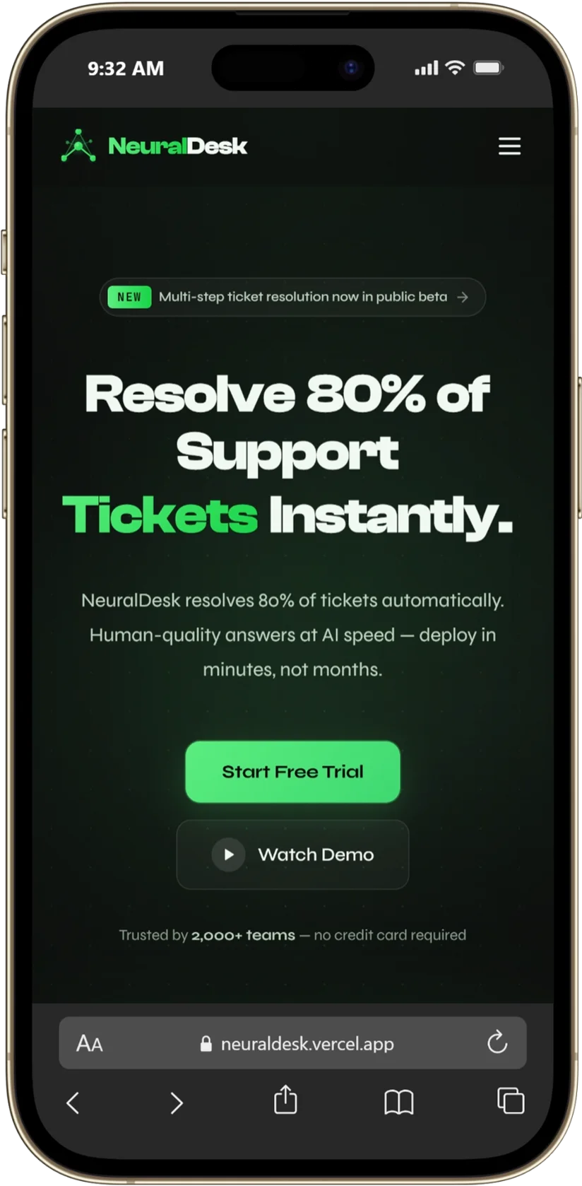 Full Landing Page mobile mockup